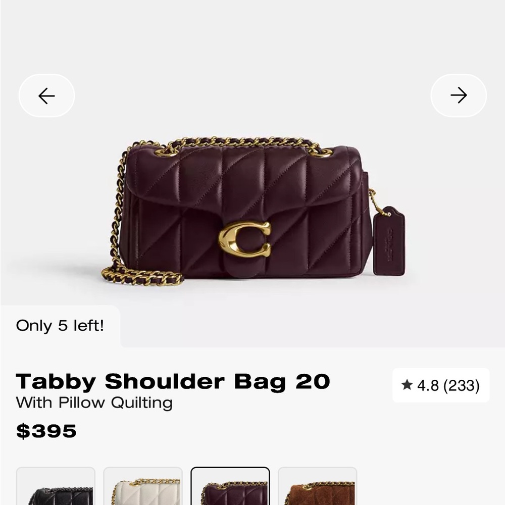 Coach Tabby Shoulder Bag 20 - Deep Purple - Picture 2 of 10